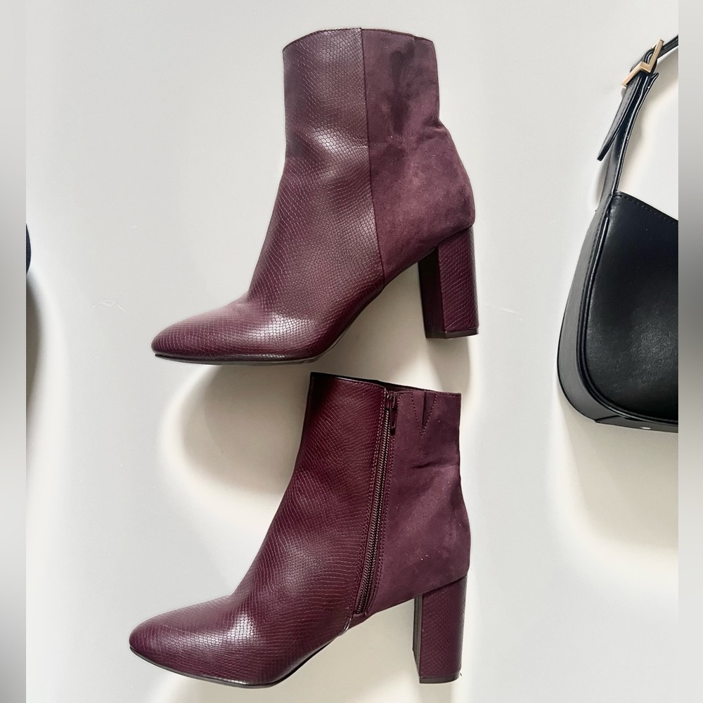 Red wine booties boots ann taylor